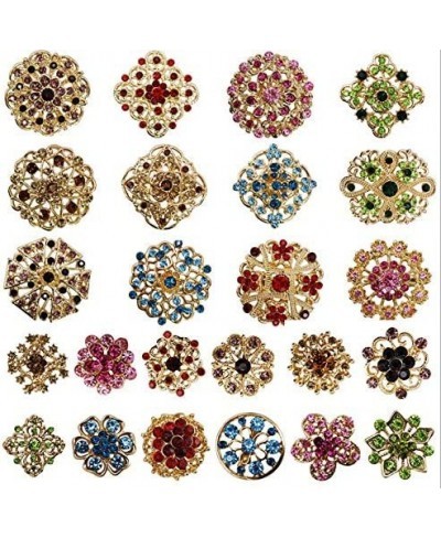 24 pcs Mixed Color Rhinestone Crystal Flower Brooch Pins Set AMBR676 $12.55 Brooches & Pins