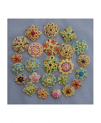 24 pcs Mixed Color Rhinestone Crystal Flower Brooch Pins Set AMBR676 $12.55 Brooches & Pins