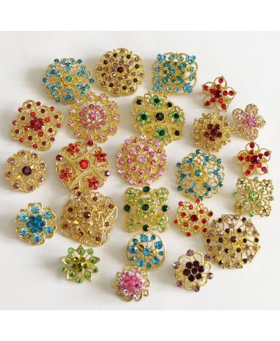 24 pcs Mixed Color Rhinestone Crystal Flower Brooch Pins Set AMBR676 $12.55 Brooches & Pins