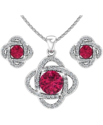 Sterling Silver Love Knot Birthstone Earrings and Pendant Necklace Set $31.89 Jewelry Sets