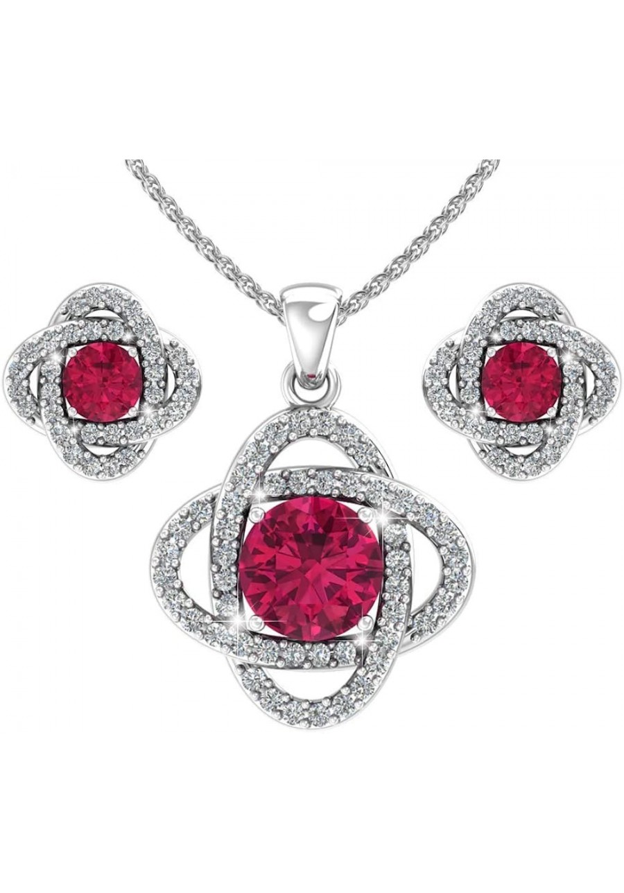 Sterling Silver Love Knot Birthstone Earrings and Pendant Necklace Set $31.89 Jewelry Sets