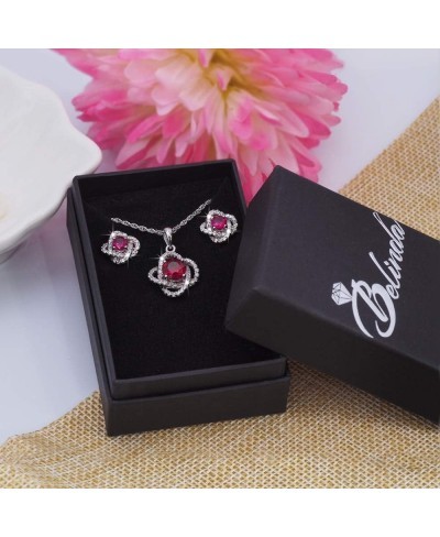 Sterling Silver Love Knot Birthstone Earrings and Pendant Necklace Set $31.89 Jewelry Sets