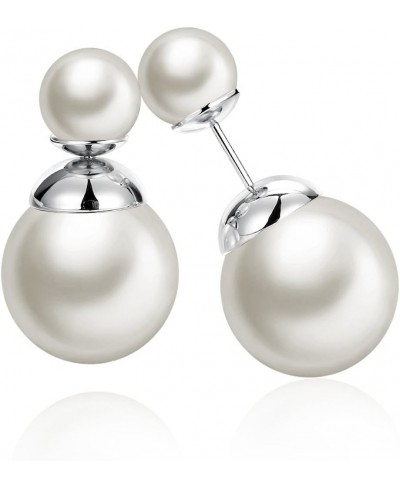 Black/White Double Pearl Earring Studs Womens Fashion Elegant Tribal Stud Earrings $14.72 Stud