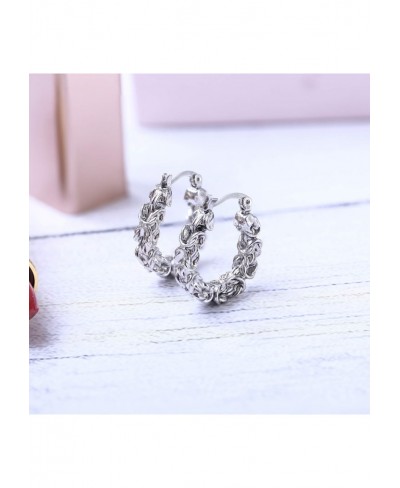 Stainless Steel Byzantine Chain Necklace Bracelet Earrings for Women Jewelry Set $15.87 Jewelry Sets