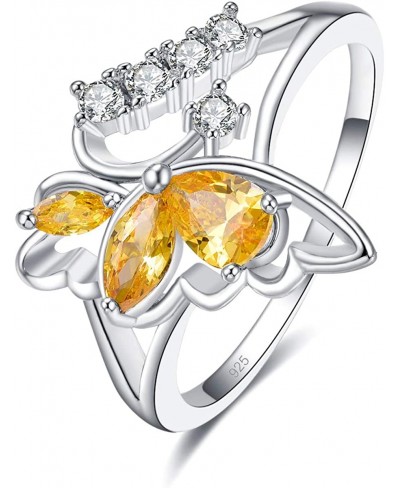 925 Sterling Silver Created Citrine Filled Butterfly Ring for Women $5.25 Statement