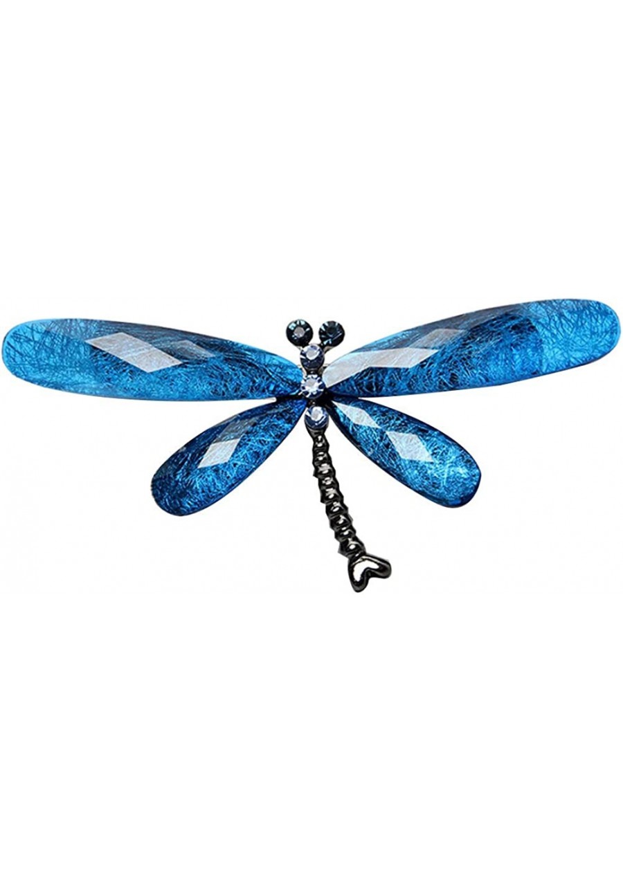 Vintage Brooch Pin for Women Rhinestone Insect Dragonfly Shape Brooch Pin Animal Breastpin - Blue $7.57 Brooches & Pins