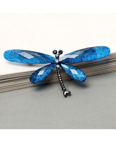 Vintage Brooch Pin for Women Rhinestone Insect Dragonfly Shape Brooch Pin Animal Breastpin - Blue $7.57 Brooches & Pins