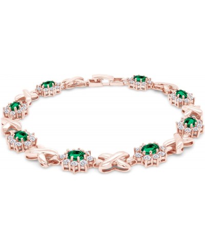US Simulated Emerald and Cubic Zirconia Link Womens XO Bracelet in Gold Over Brass $22.46 Link
