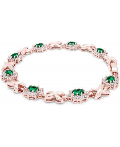 US Simulated Emerald and Cubic Zirconia Link Womens XO Bracelet in Gold Over Brass $22.46 Link