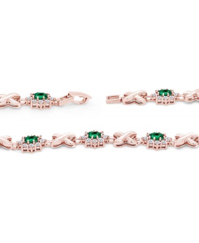 US Simulated Emerald and Cubic Zirconia Link Womens XO Bracelet in Gold Over Brass $22.46 Link