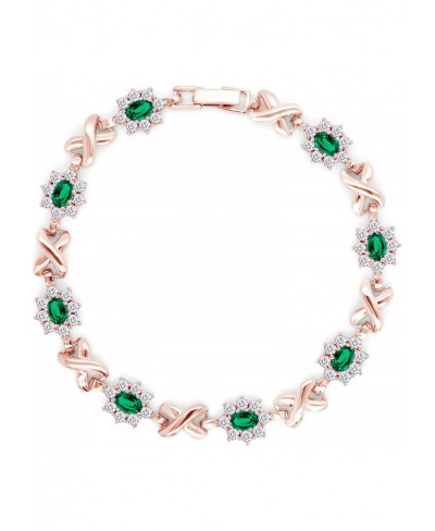 US Simulated Emerald and Cubic Zirconia Link Womens XO Bracelet in Gold Over Brass $22.46 Link