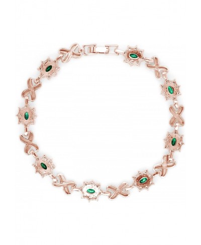 US Simulated Emerald and Cubic Zirconia Link Womens XO Bracelet in Gold Over Brass $22.46 Link