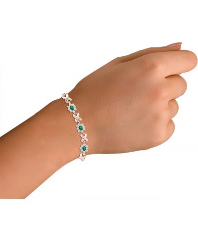 US Simulated Emerald and Cubic Zirconia Link Womens XO Bracelet in Gold Over Brass $22.46 Link