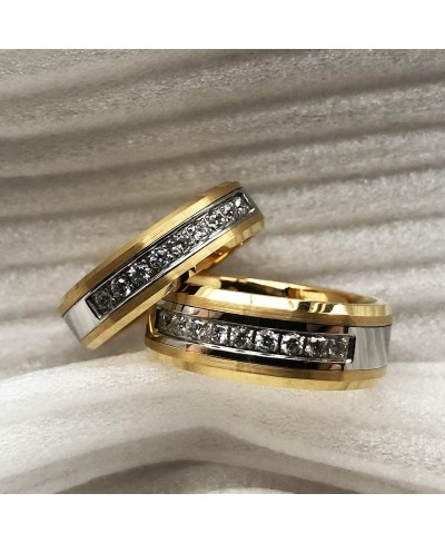 6/8mm Gold Plated Men Women Wedding Ring Tungsten Carbide Matching Ring CZ Inlay $23.38 Wedding Bands