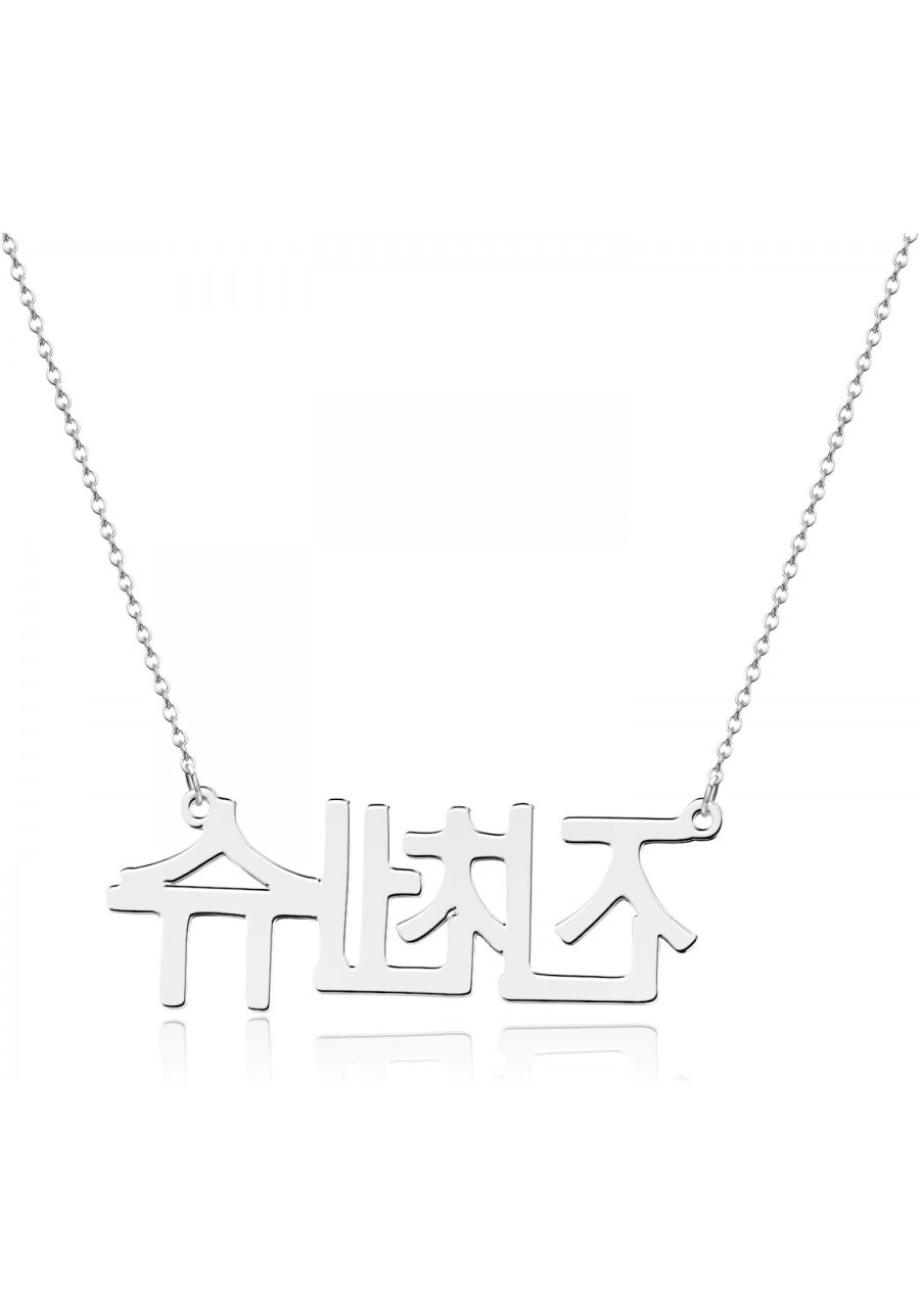 Custom Korean Name Necklace Stainless Steel Pendant Personalized Jewelry Gift for Women $20.17 Pendant Necklaces