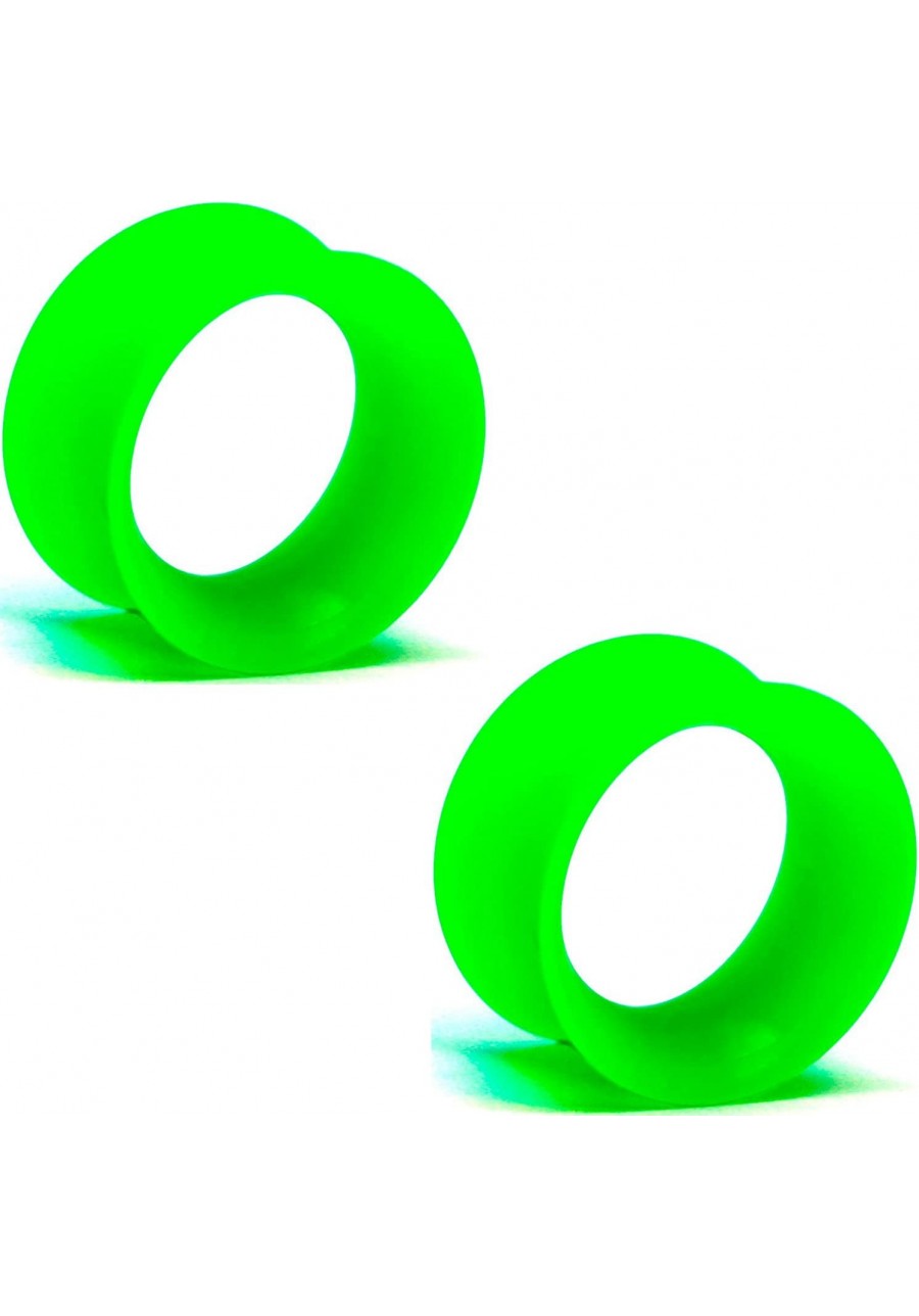 Pair of UV Silicone Double Flared Skin Eyelets - 0g UV Green $18.76 Piercing Jewelry