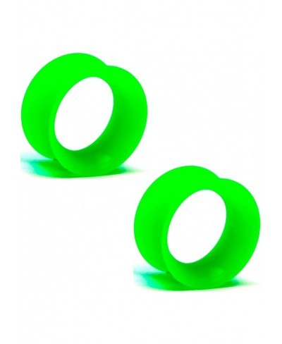 Pair of UV Silicone Double Flared Skin Eyelets - 0g UV Green $18.76 Piercing Jewelry