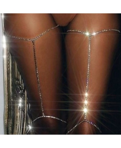 Crystal Body Chain Women Rhinestone Leg Chains Sparkly Thigh Chain Party Nightclub Rave Body Jewelry Accessories (2PCS) (Gold...