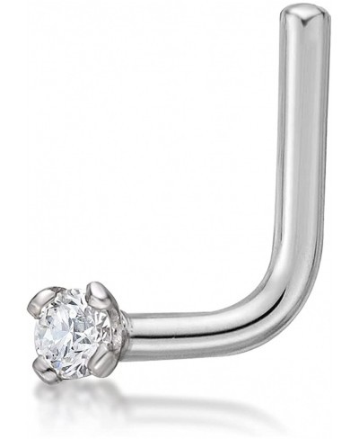 22 Gauge L-Shape Stud Nose Ring for Women in 14k White or Yellow Gold with 0.01 to 0.07 Carat Genuine Diamond $50.19 Piercing...