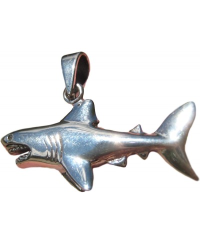 925 Silver Great White Shark Pendant Necklace Thailand Jewelry Art A28 $29.59 Pendants & Coins