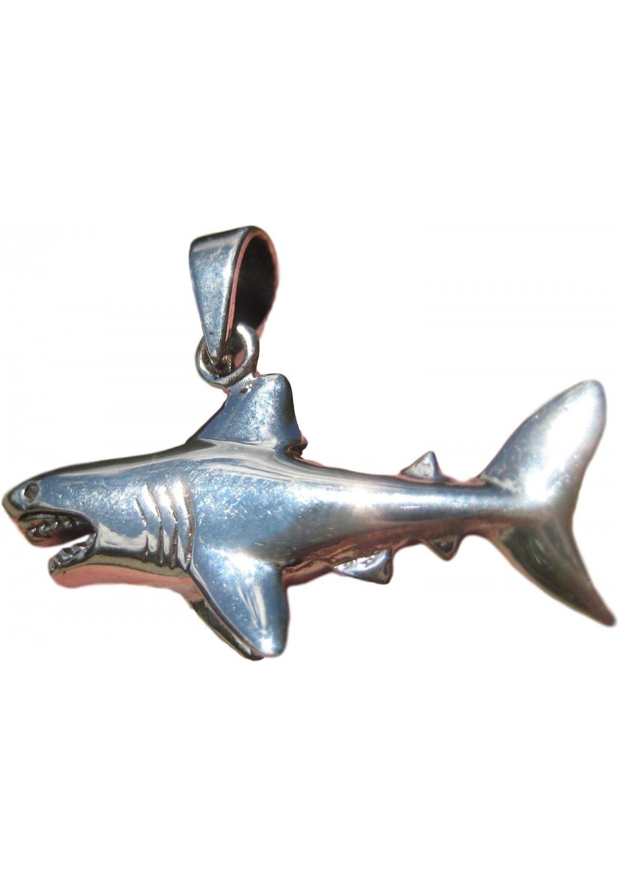 925 Silver Great White Shark Pendant Necklace Thailand Jewelry Art A28 $29.59 Pendants & Coins