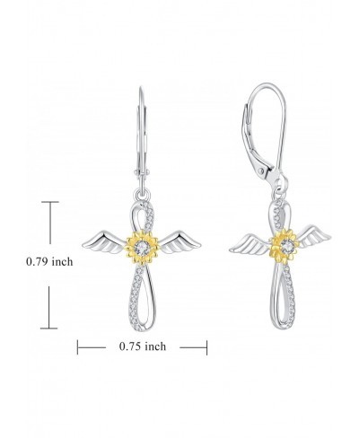 Sunflower Dangle Earrings 925 Sterling Silver Angel Wings Cross Drop Earrings Gift for Women $54.84 Drop & Dangle