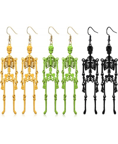 3Pairs Halloween Skeleton Earrings for Women Gothic Skull Skeleton Drop Earrings Dress Up Costume Earring for Girls $10.99 Dr...