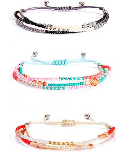 Handmade Seed Beaded Bracelets Friendship Bracelets Adjustable Braided Strand String Multilayer Bangles Set $9.98 Strand