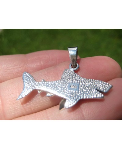 925 Silver Great White Shark Pendant Necklace Thailand Jewelry Art A28 $29.59 Pendants & Coins