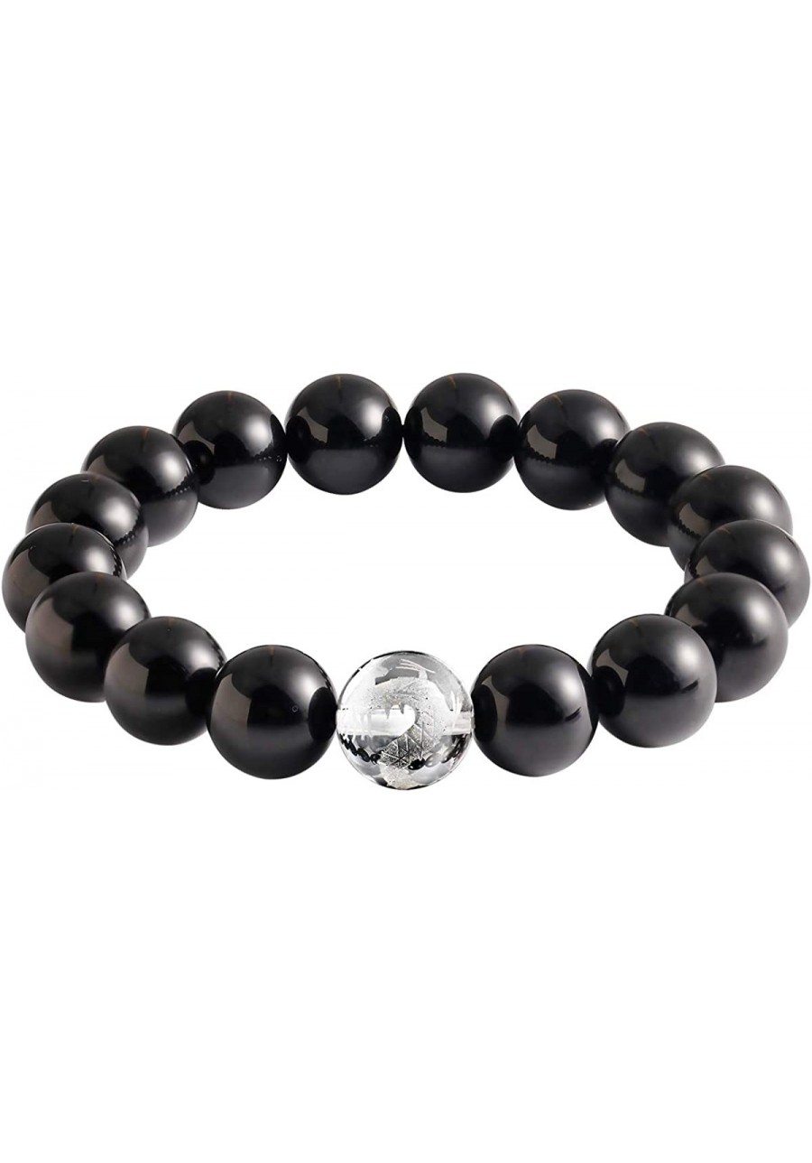 Black Obsidian with Tiger eye Womens Mens Bracelet Stretch Healing Crystal 12mm Beads Gemstone Unisex 7 $17.26 Stretch