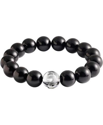 Black Obsidian with Tiger eye Womens Mens Bracelet Stretch Healing Crystal 12mm Beads Gemstone Unisex 7 $17.26 Stretch