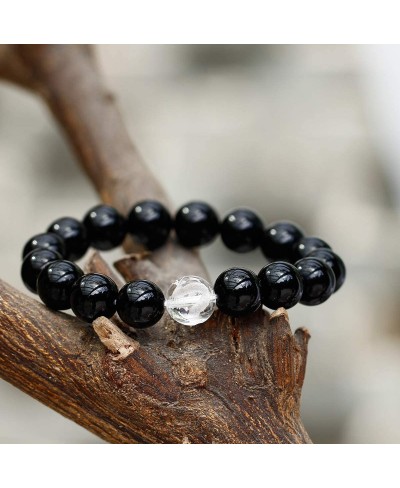 Black Obsidian with Tiger eye Womens Mens Bracelet Stretch Healing Crystal 12mm Beads Gemstone Unisex 7 $17.26 Stretch