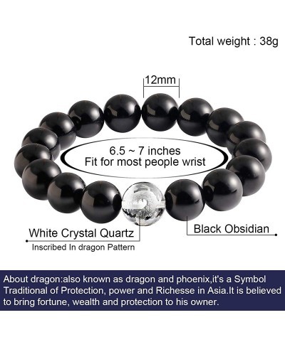 Black Obsidian with Tiger eye Womens Mens Bracelet Stretch Healing Crystal 12mm Beads Gemstone Unisex 7 $17.26 Stretch