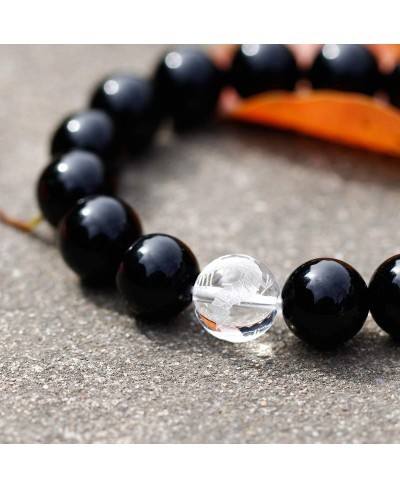 Black Obsidian with Tiger eye Womens Mens Bracelet Stretch Healing Crystal 12mm Beads Gemstone Unisex 7 $17.26 Stretch