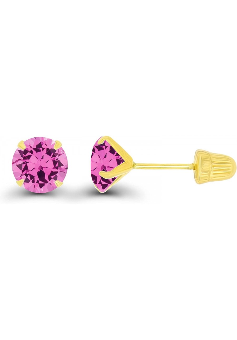 Solid 14k Gold Hypoallergenic 5mm Round Birthstone Solitaire Prong Set Screw Back Stud Earrings $29.09 Stud