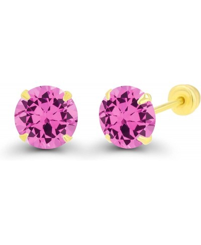 Solid 14k Gold Hypoallergenic 5mm Round Birthstone Solitaire Prong Set Screw Back Stud Earrings $29.09 Stud