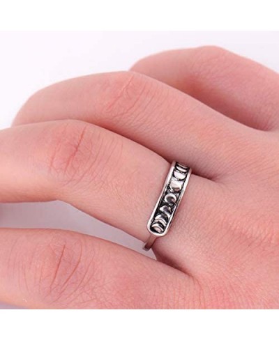 Vintage Silver Triple Goddess Moon Phase Finger Ring for Women Simple Lunar Eclipse Rings Jewelry $14.44 Statement