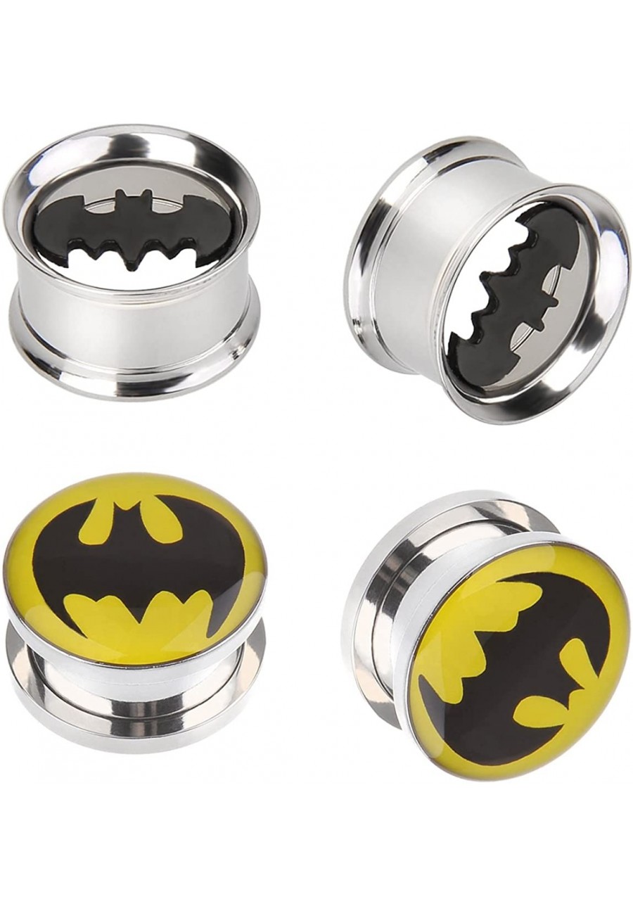 Batman Stainless Steel Screw-On Gauges/Tunnels Double Flare Ear Plugs 2 Pairs $14.83 Piercing Jewelry