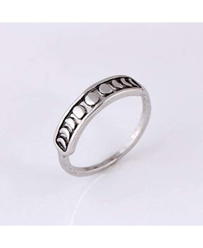 Vintage Silver Triple Goddess Moon Phase Finger Ring for Women Simple Lunar Eclipse Rings Jewelry $14.44 Statement