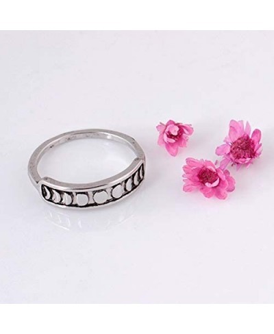 Vintage Silver Triple Goddess Moon Phase Finger Ring for Women Simple Lunar Eclipse Rings Jewelry $14.44 Statement