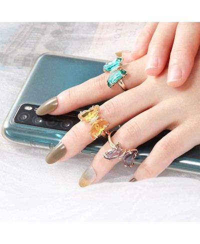 Butterfly Acrylic Crystal Rings Open Adjustable Simple Banquet Wedding Finger Rings Colorful Vintage Cute Rings Jewelry for G...