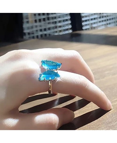 Butterfly Acrylic Crystal Rings Open Adjustable Simple Banquet Wedding Finger Rings Colorful Vintage Cute Rings Jewelry for G...