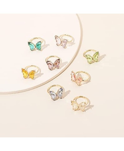 Butterfly Acrylic Crystal Rings Open Adjustable Simple Banquet Wedding Finger Rings Colorful Vintage Cute Rings Jewelry for G...