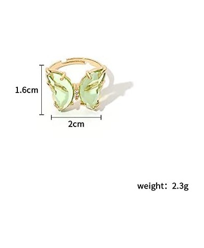 Butterfly Acrylic Crystal Rings Open Adjustable Simple Banquet Wedding Finger Rings Colorful Vintage Cute Rings Jewelry for G...