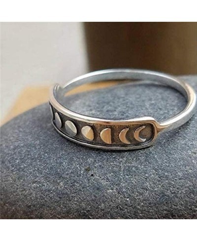 Vintage Silver Triple Goddess Moon Phase Finger Ring for Women Simple Lunar Eclipse Rings Jewelry $14.44 Statement