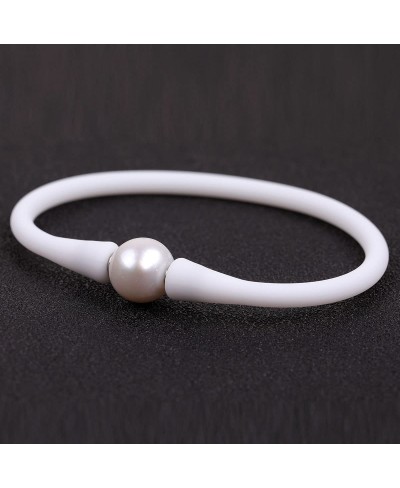 11mm Real Pearl Bridesmaid Mood Stackable Silicone Rubber Stretch Freshwater Cultured Pearl Jewelry Bracelets for Women 7 $10...