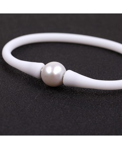 11mm Real Pearl Bridesmaid Mood Stackable Silicone Rubber Stretch Freshwater Cultured Pearl Jewelry Bracelets for Women 7 $10...