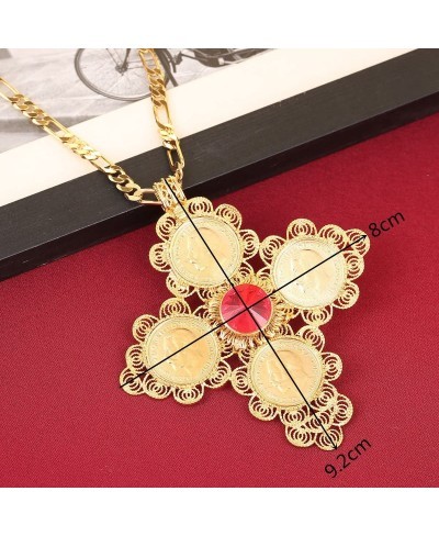 Ethiopian Big Coin Cross Pendant Necklace Women Africa Habesha Ethiopian Eritrea Jewelry $21.18 Pendants & Coins