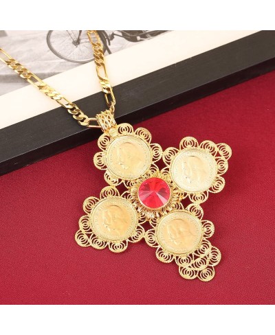 Ethiopian Big Coin Cross Pendant Necklace Women Africa Habesha Ethiopian Eritrea Jewelry $21.18 Pendants & Coins