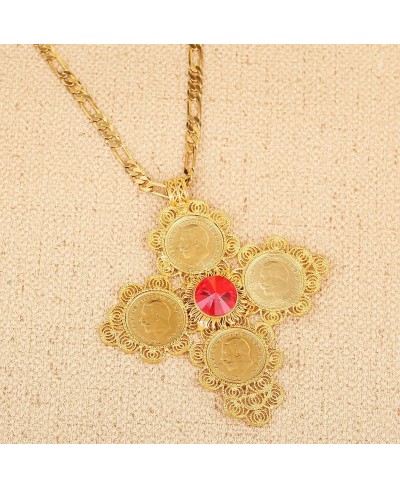 Ethiopian Big Coin Cross Pendant Necklace Women Africa Habesha Ethiopian Eritrea Jewelry $21.18 Pendants & Coins